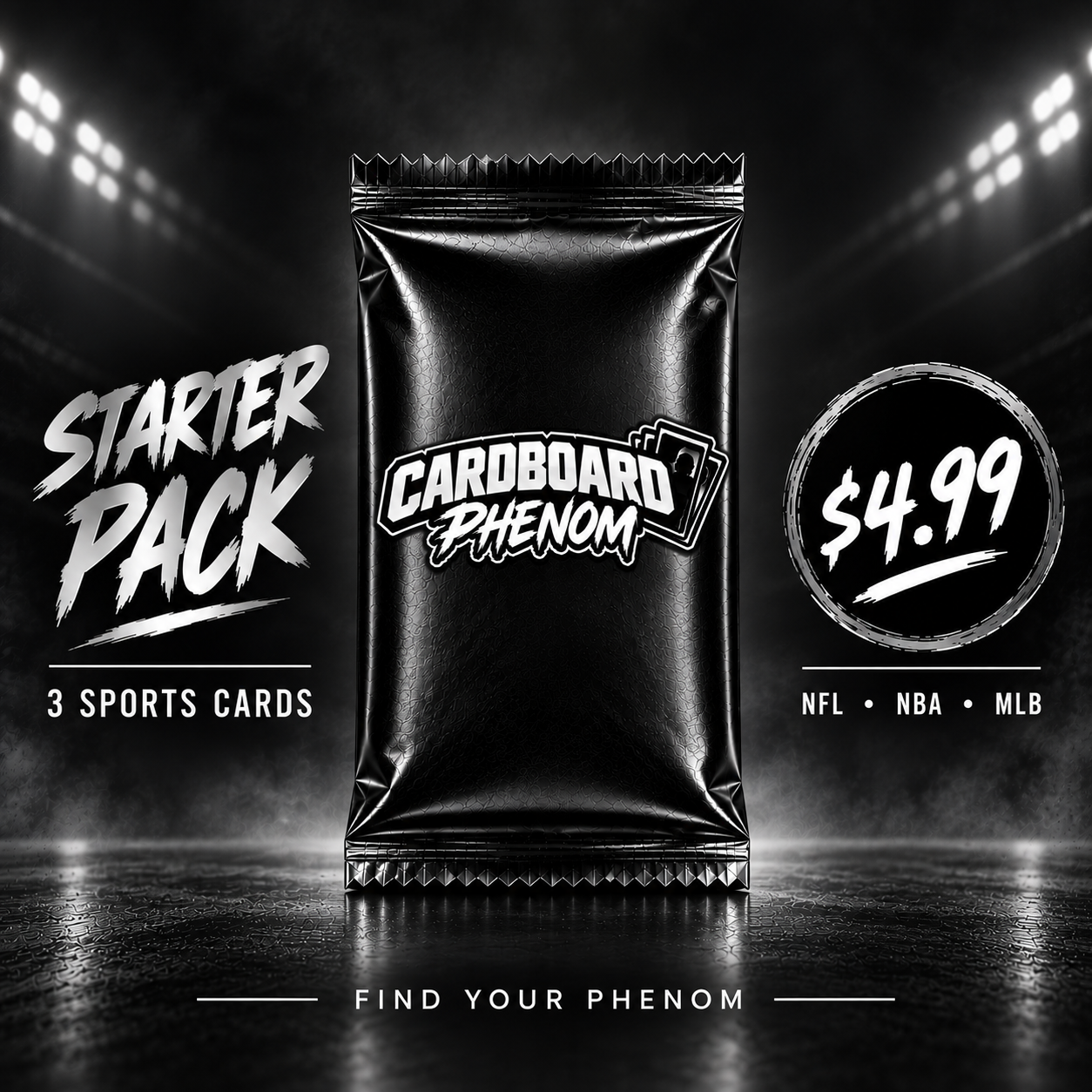 Phenom Starter Pack – 3 Sports Cards | NFL, NBA & MLB